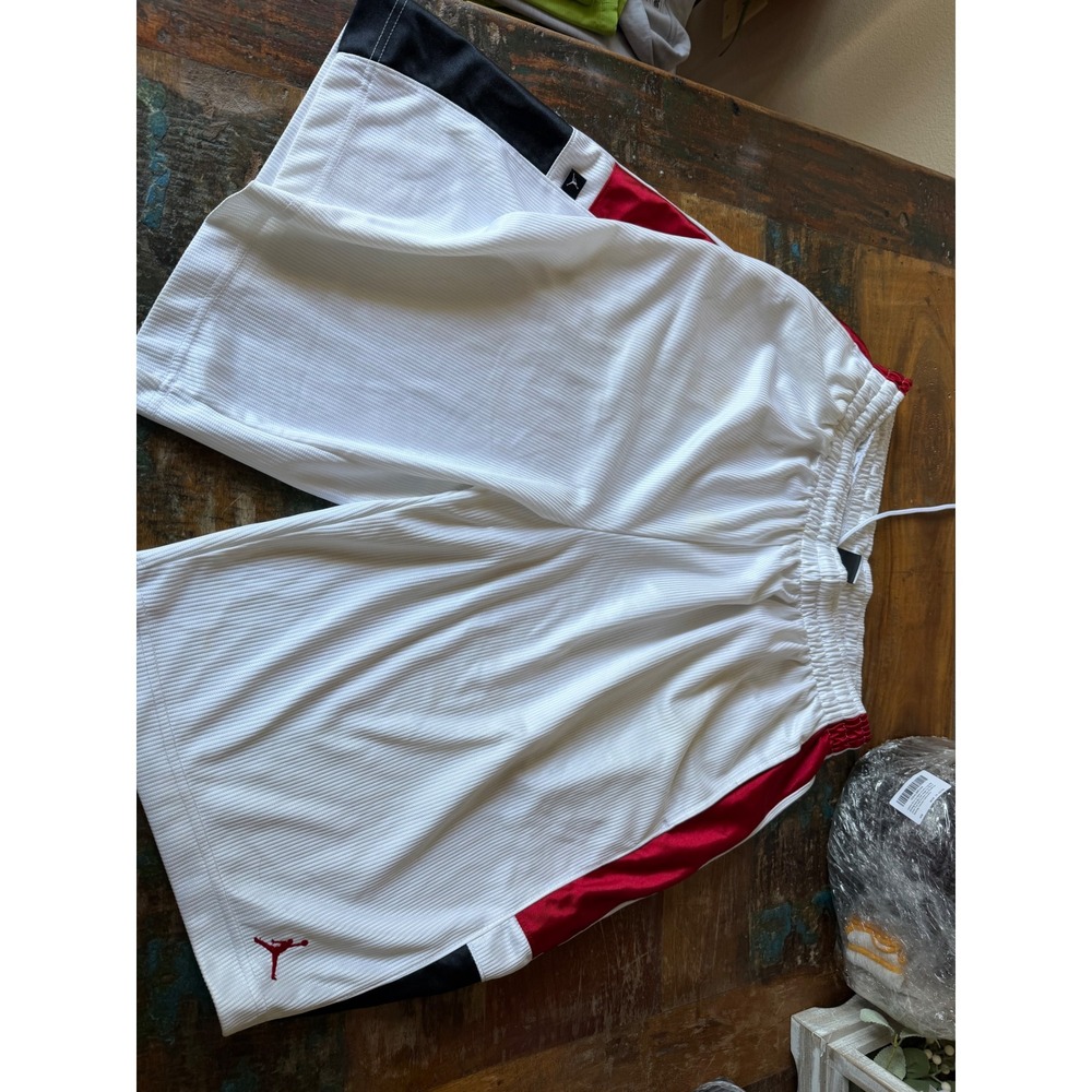Jordan Mens Basketball Shorts White Red Black Mesh Jumpman Athletic Size 2XL - Picture 1 of 4
